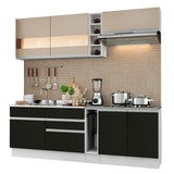 Combo completo de Cocina Compacta Madesa Glamy 220cm Blanco/Negro/Crema 02