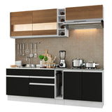 Combo completo de Cocina Compacta Madesa Glamy 220cm Blanco/Negro/Marrón 02