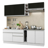 Combo completo de Cocina Madesa Glamy 220cm Blanco/Blanco/Negro 03