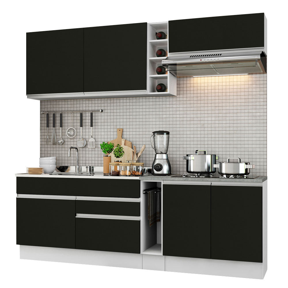 Combo completo de Cocina Madesa Glamy 220cm Blanco/Negro 03