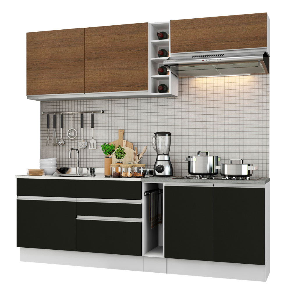 Combo completo de Cocina Madesa Glamy 220cm Blanco/Marrón/Negro 03