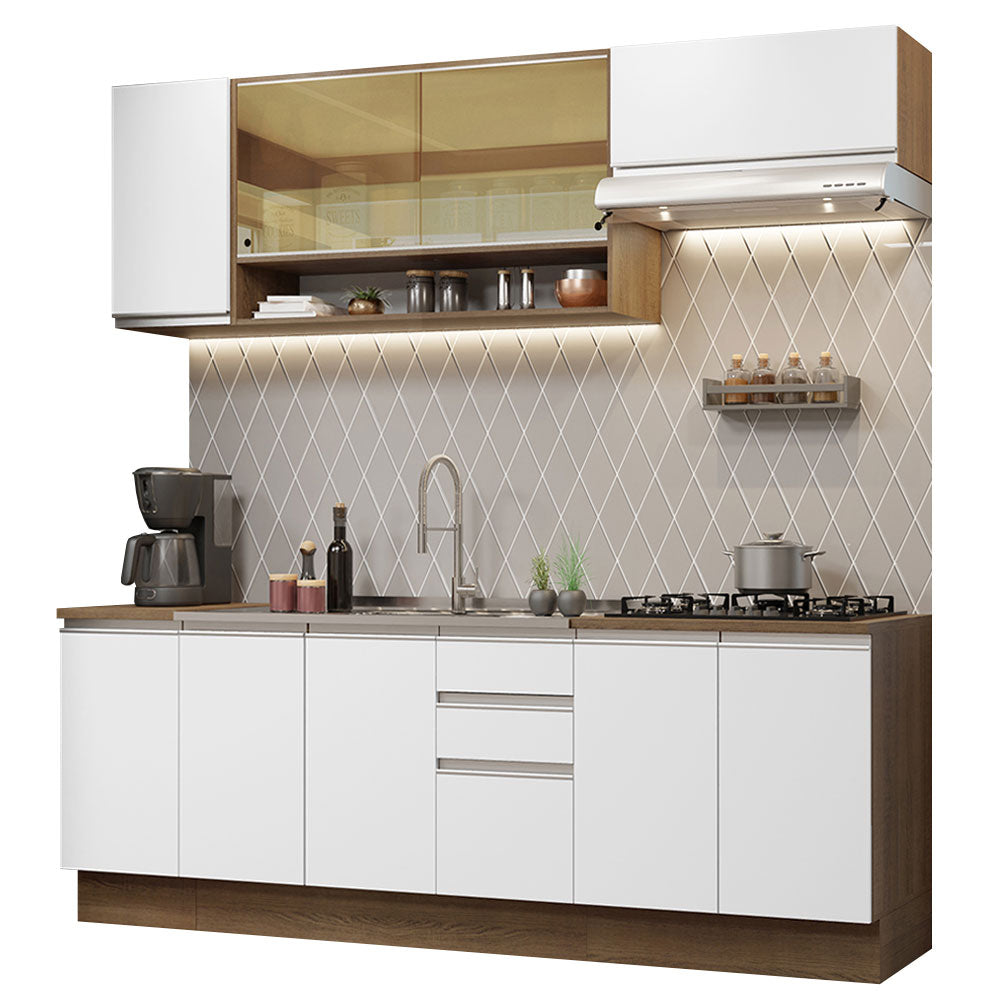 Combo completo de Cocina 240cm Marrón/Blanco Glamy Madesa 03