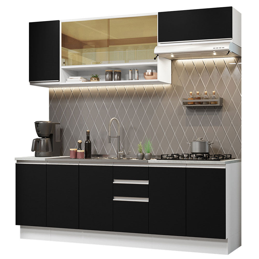Combo completo de Cocina Madesa Glamy 240cm Blanco/Negro 03