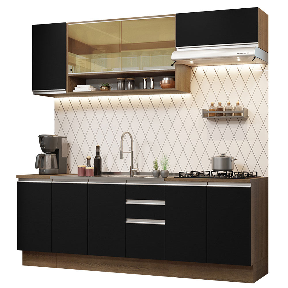 Combo completo de Cocina Madesa Glamy 240cm Marrón/Negro 03