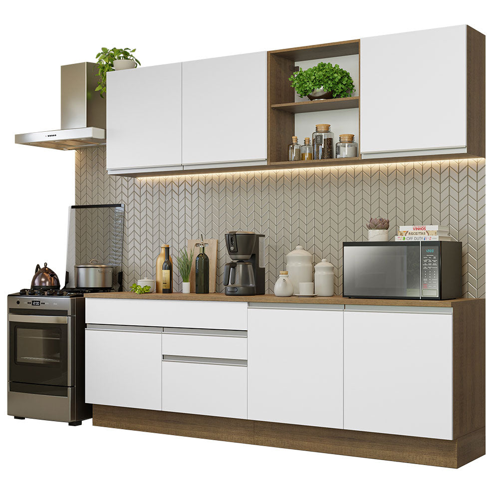 Combo completo de Cocina 240cm Marrón/Blanco Glamy Madesa 06
