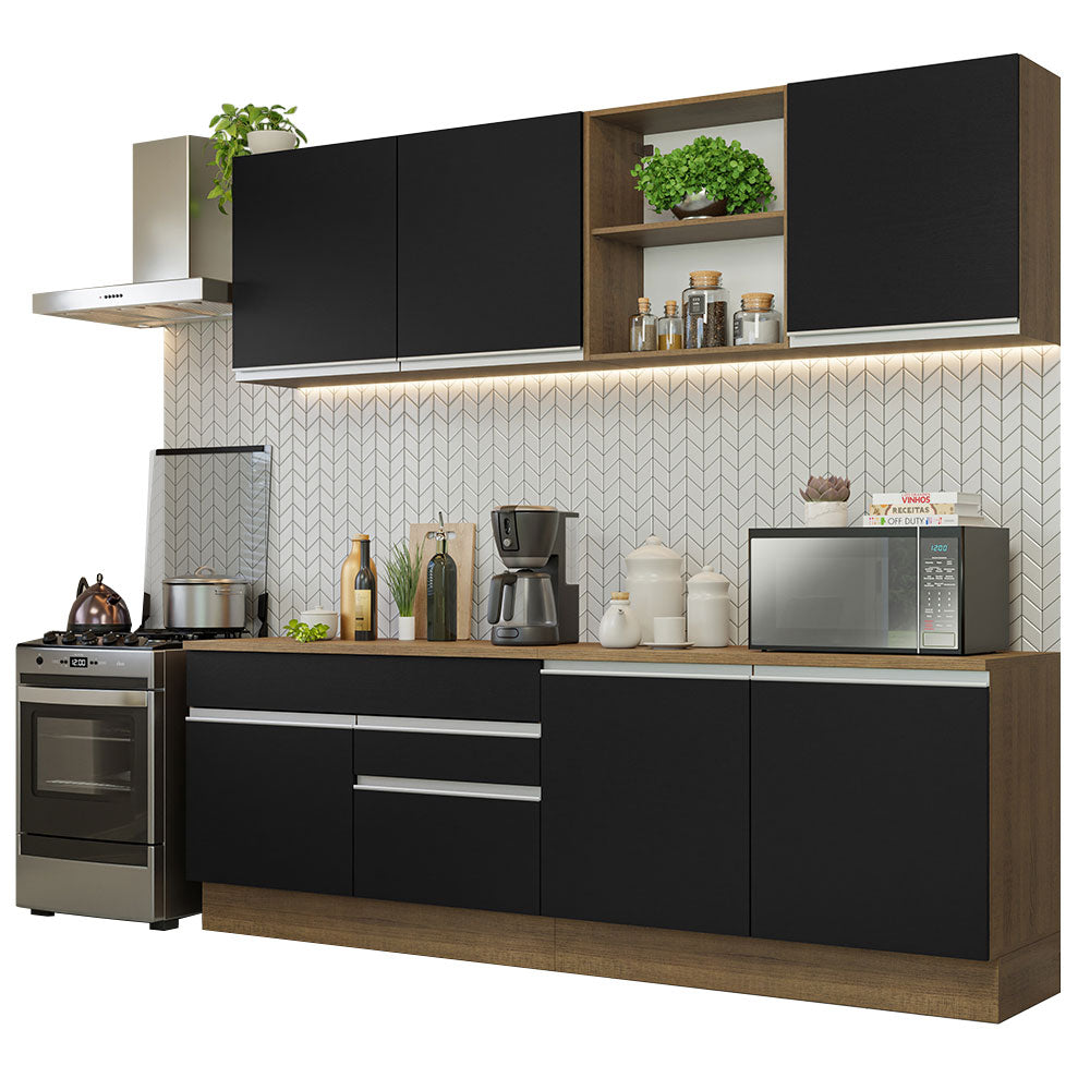 Combo completo de Cocina Madesa Glamy 240cm Marrón/Negro 06