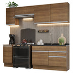 Combo completo de Cocina 240 cm 6 Puertas 2 Cajones Sin Mesada Marrón Glamy Madesa 07