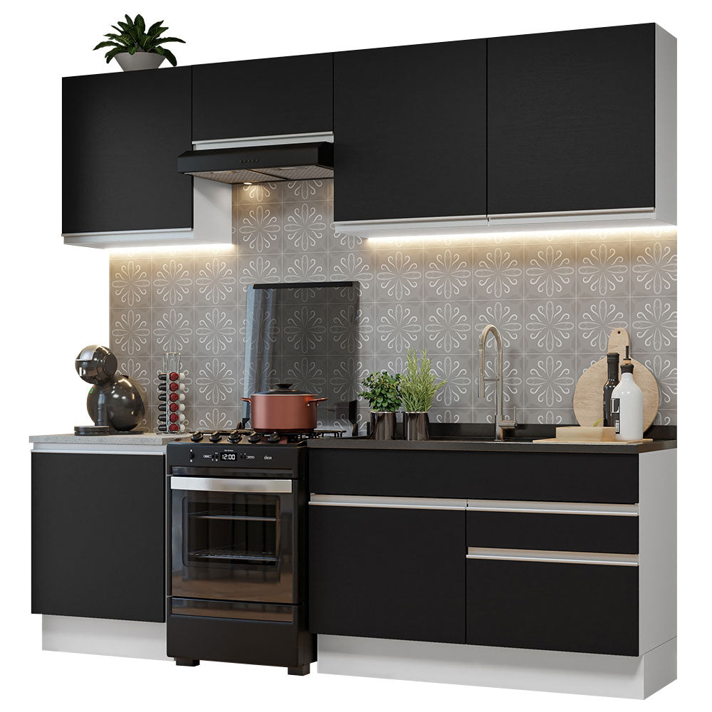 Combo completo de Cocina Madesa Glamy 240cm Blanco/Negro 08