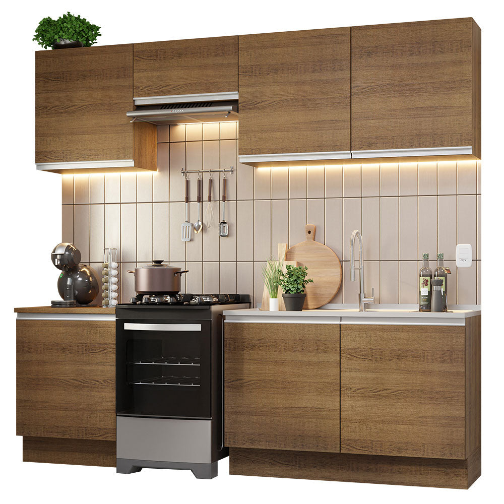 Combo completo de Cocina 240 cm 7 Puertas Sin Mesada Marrón Glamy Madesa 09