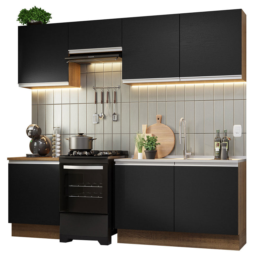 Combo completo de Cocina Madesa Glamy 240cm Marrón/Negro 09