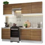 Combo completo de Cocina Madesa 09 Glamy 240cm - Blanco/Marrón
