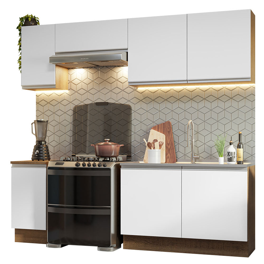 Combo completo de Cocina 240cm Glamy Madesa 10 Marrón/Blanco