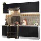 Combo completo de Cocina 240 cm 7 Puertas Sin Mesada Blanco/Negro Glamy Madesa 10