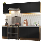 Combo completo de Cocina Glamy Madesa 240cm - Marrón/Negro