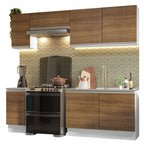 Combo completo de Cocina 240 cm 7 Puertas Sin Mesada Blanco/Marrón Glamy Madesa 10