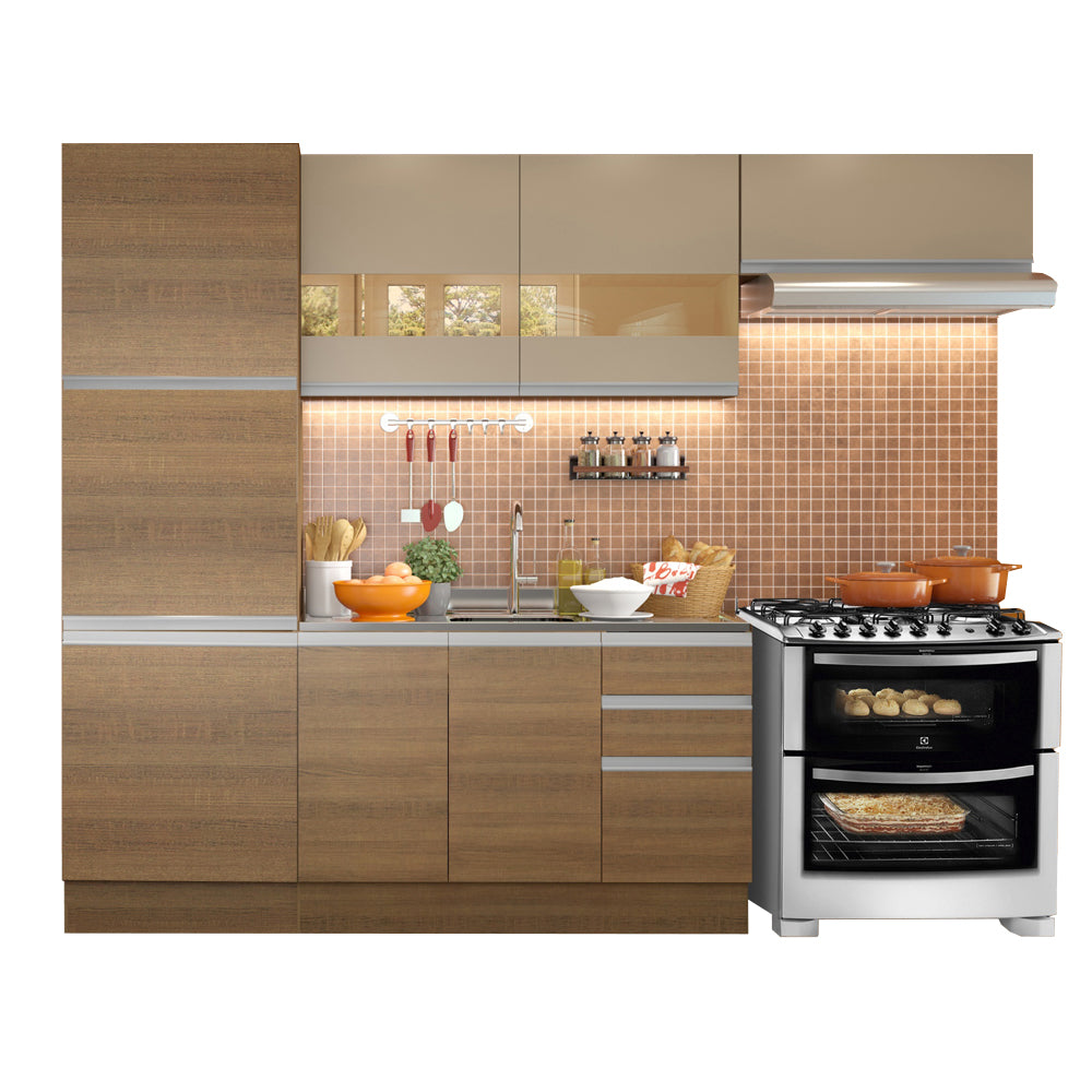 Combo completo de Cocina Madesa Glamy 260cm Marrón/Crema 02