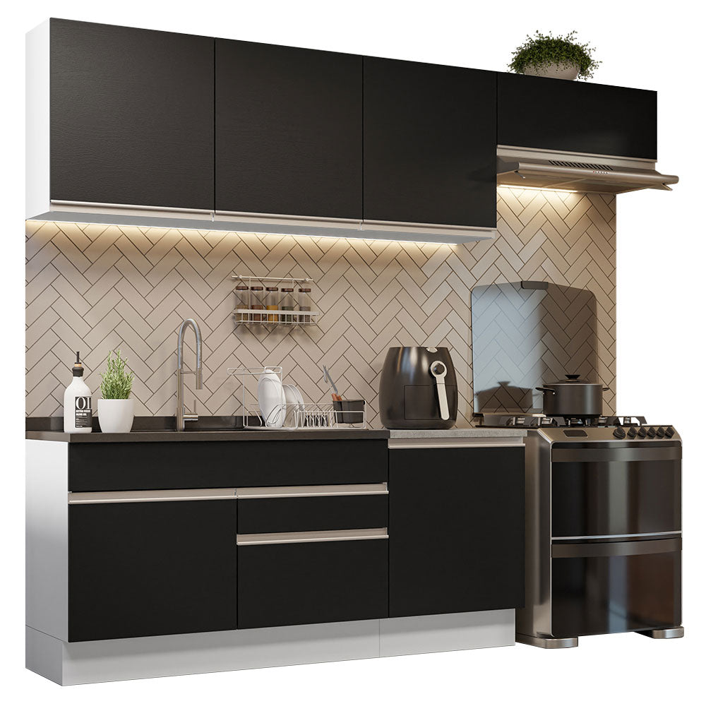 Combo completo de Cocina Madesa Glamy 260cm Blanco/Negro 03