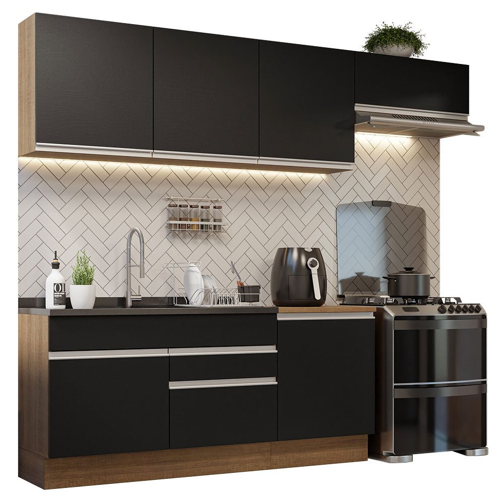 Combo completo de Cocina Madesa Glamy 260cm Marrón/Negro 03