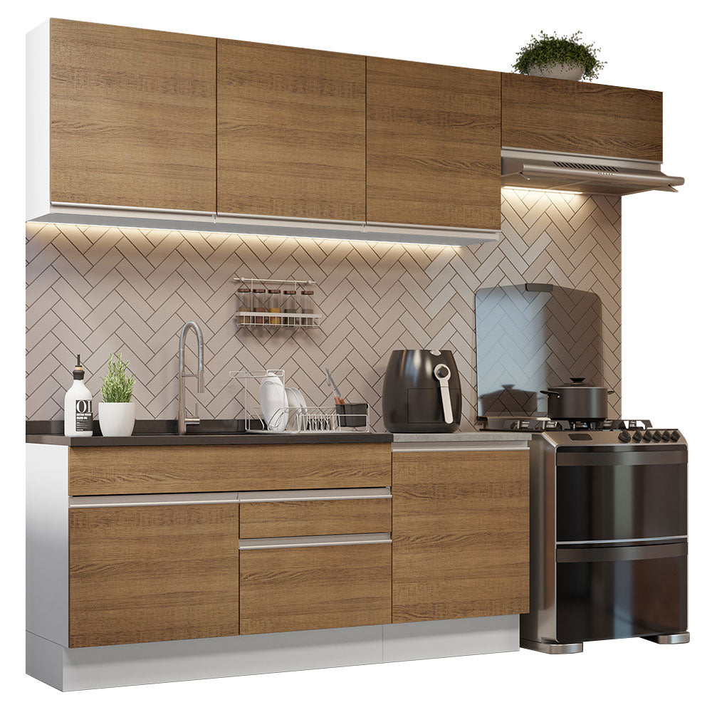 Combo completo de Cocina 260cm Blanco/Marrón Glamy Madesa 03