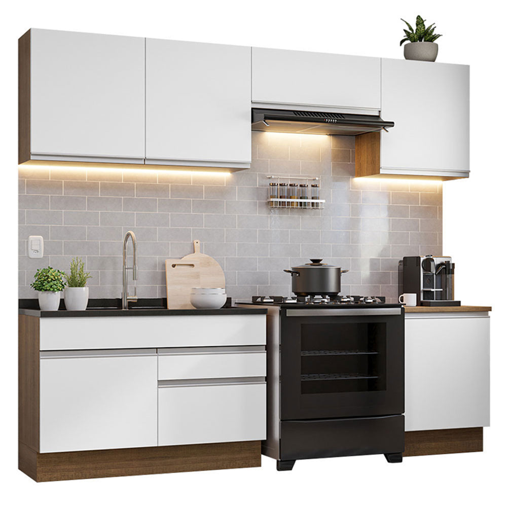 Combo completo de Cocina 260cm Marrón/Blanco Glamy Madesa 04