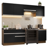 Combo completo de Cocina Glamy Madesa 260cm - Marrón/Negro