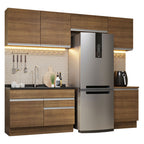 Combo completo de Cocina 260 cm 6 Puertas 2 Cajones Sin Mesada Marrón Glamy Madesa 05