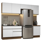 Combo completo de Cocina 260 cm 6 Puertas 2 Cajones Sin Mesada Marrón/Blanco Glamy Madesa 05