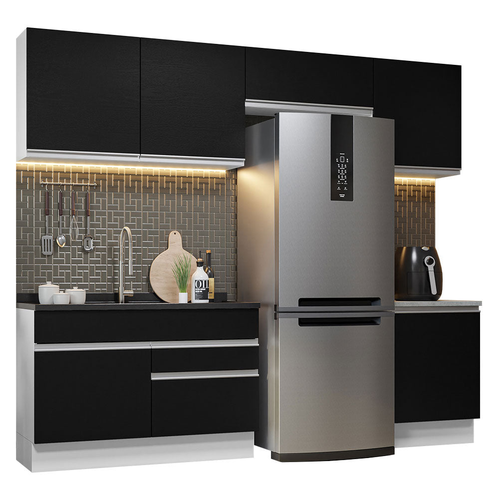 Combo completo de Cocina Glamy Madesa 260cm Blanco/Negro