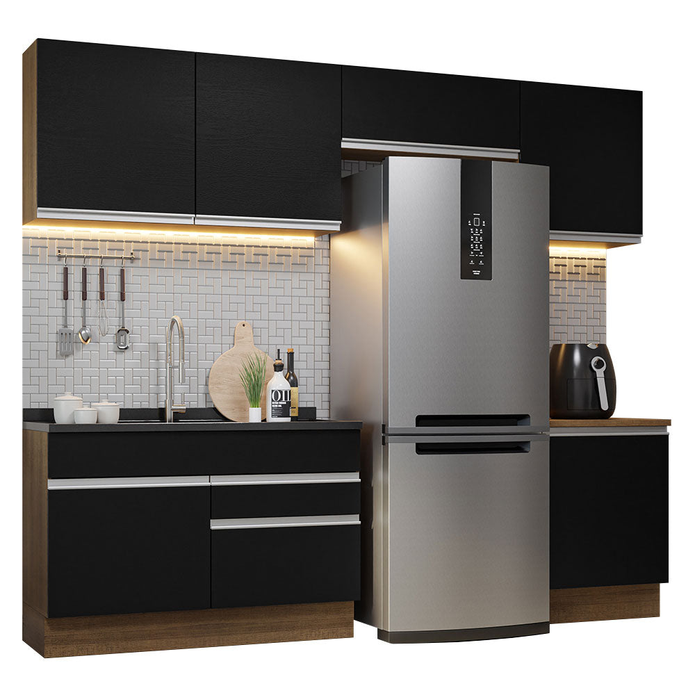 Combo completo de Cocina Glamy Madesa 260cm - Marrón/Negro