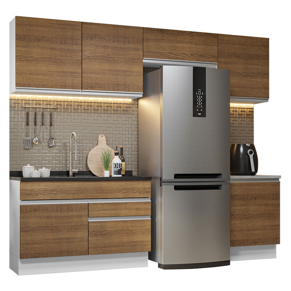 Combo completo de Cocina Glamy Madesa Blanco/Marrón 260cm