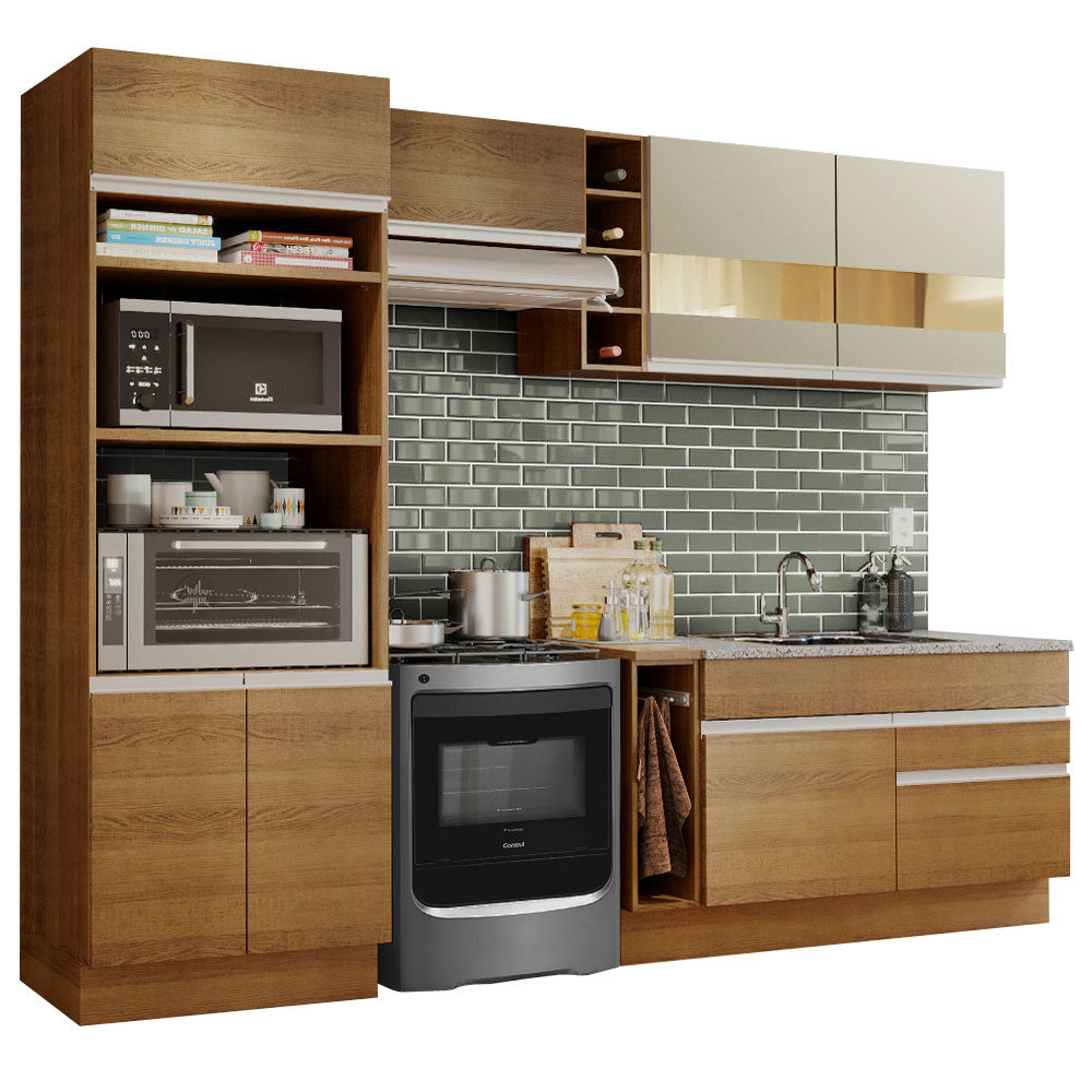 Combo completo de Cocina Madesa Glamy 270cm Marrón/Marrón/Crema 08