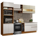 Combo completo de Cocina Madesa Glamy 270cm Marrón/Blanco/Crema 08