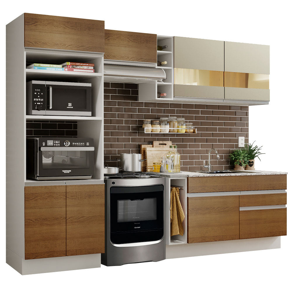 Combo completo de Cocina Madesa Glamy 270cm Blanco/Marrón/Crema 08
