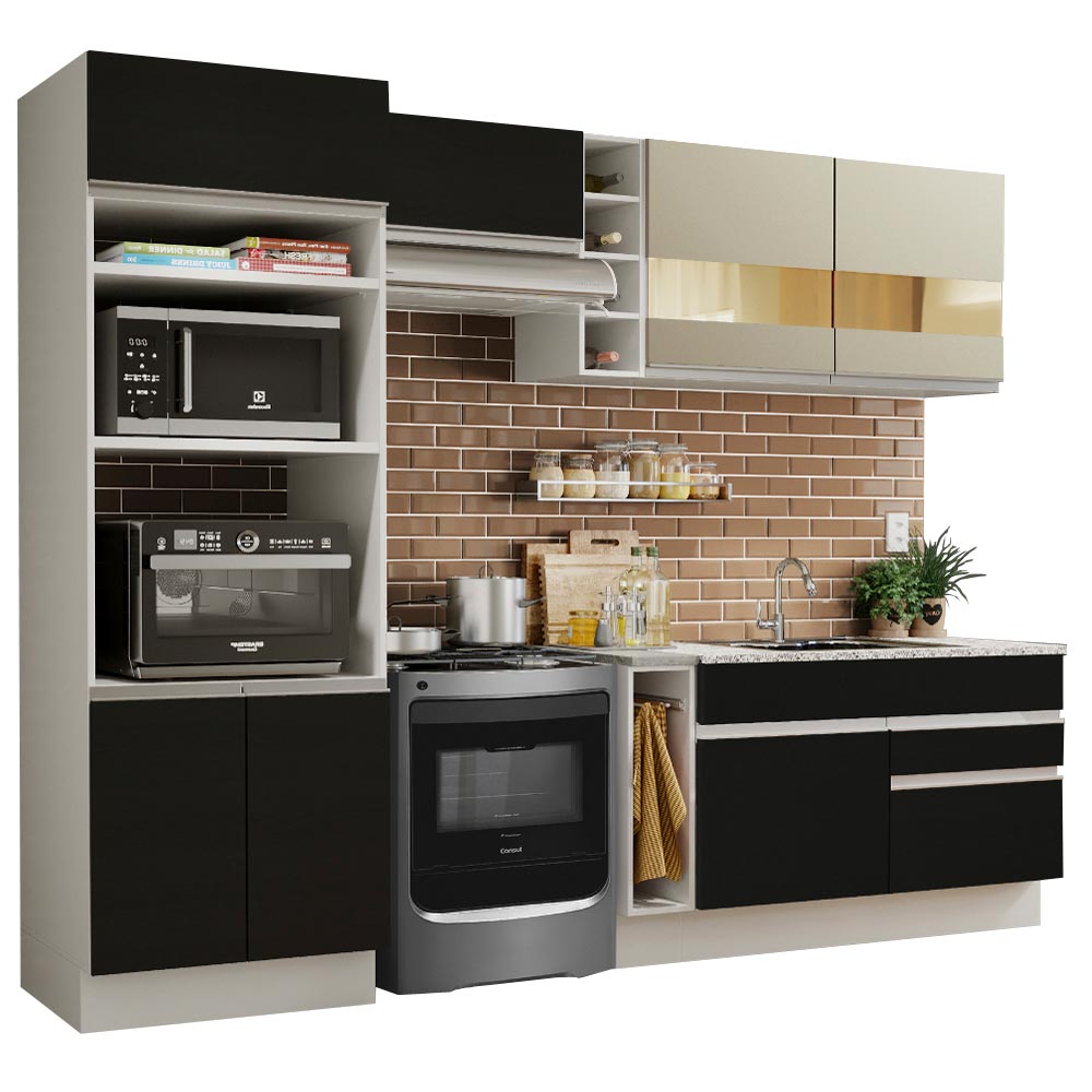Combo completo de Cocina Madesa Glamy 270cm Blanco/Negro/Crema 08