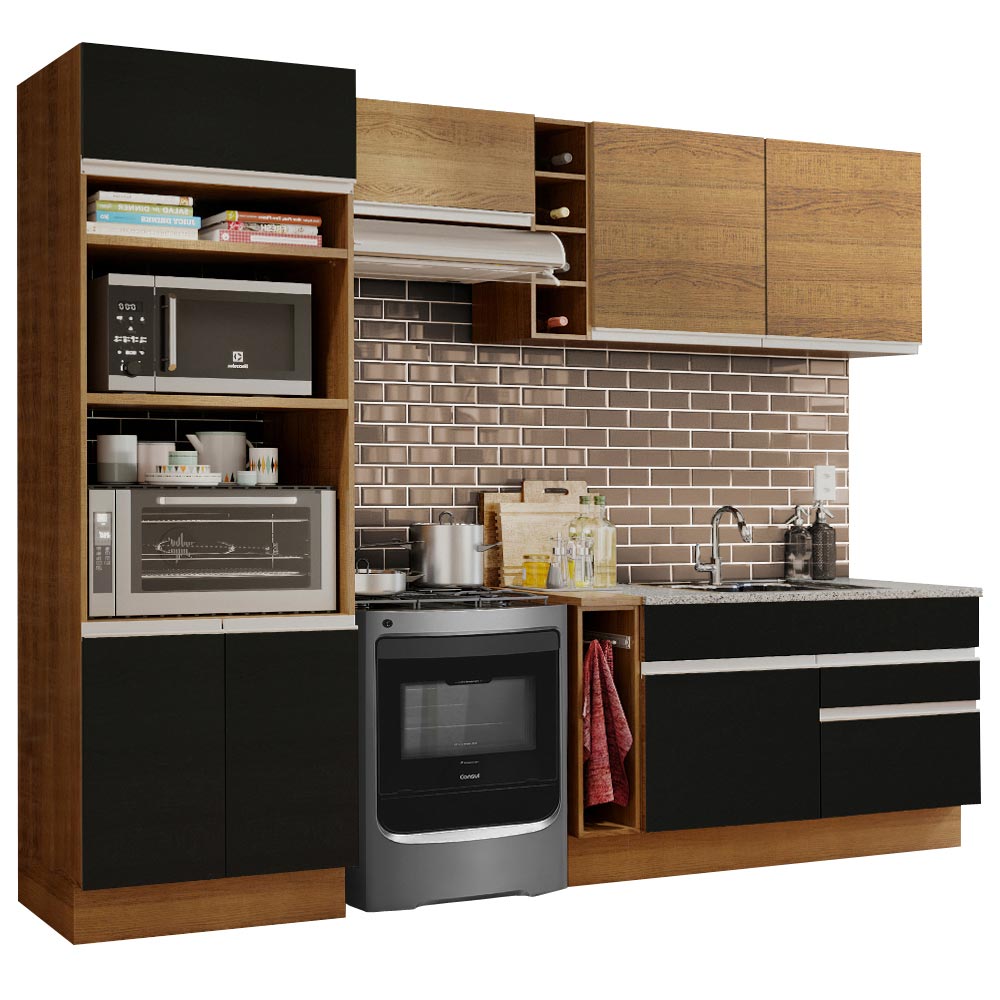 Combo completo de Cocina Madesa Glamy 270cm Marrón/Negro/Marrón 09