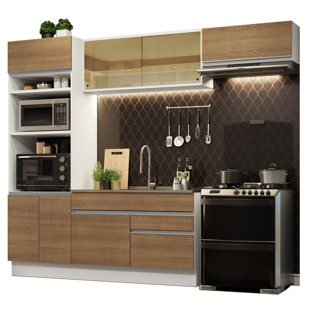 Combo completo de Cocina 270cm Glamy Madesa 11 Blanco/Marrón
