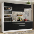 Combo completo de Cocina 270 cm 9 Puertas 2 Cajones Sin Mesada Blanco/Negro Glamy Madesa 13