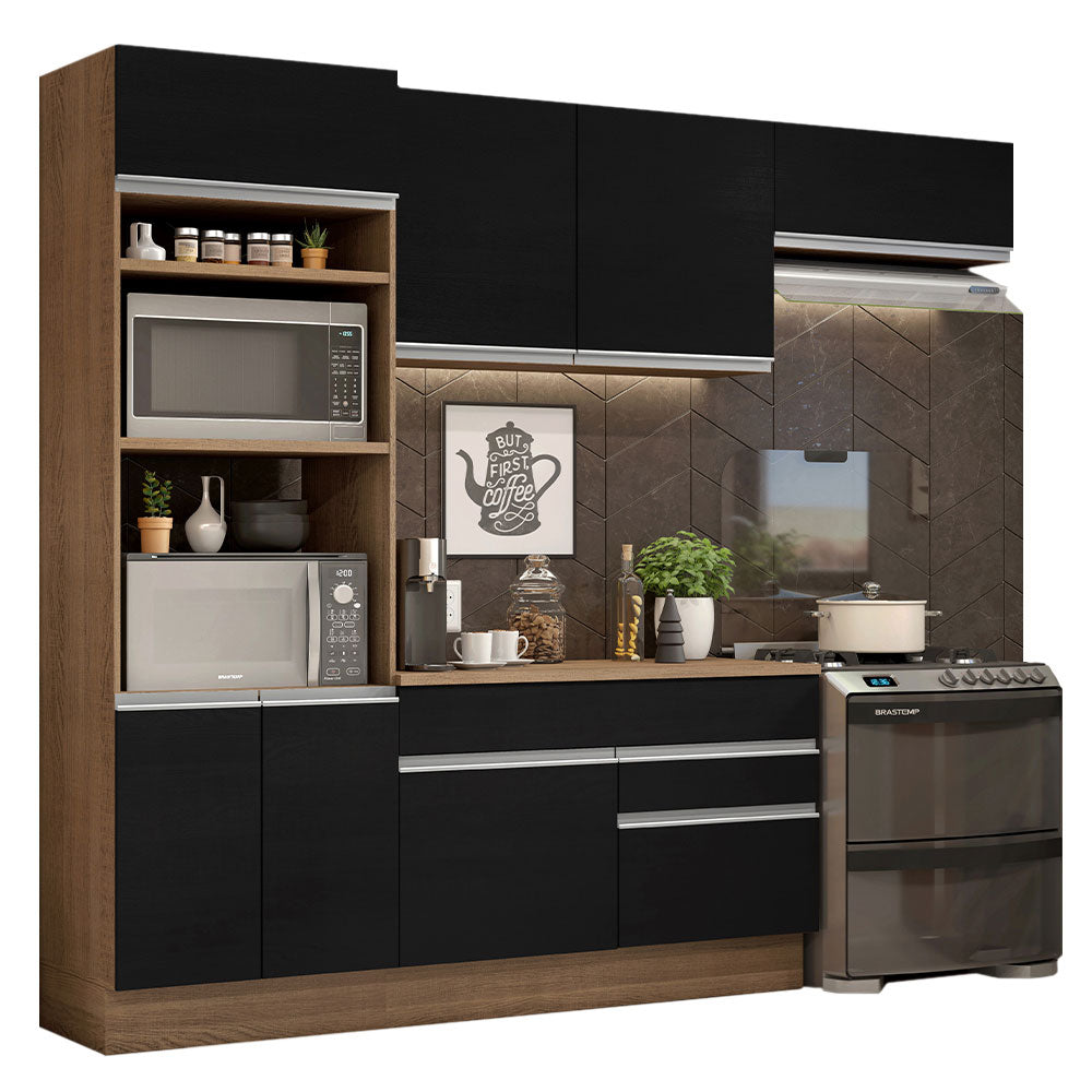 Combo completo de Cocina 270cm Marrón/Negro Glamy Madesa 14