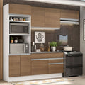 Combo completo de Cocina 270 cm 7 Puertas 2 Cajones Blanco/Marrón Glamy Madesa
