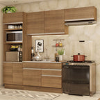 Combo completo de Cocina 270 cm 7 Puertas 2 Cajones Sin Mesada Marrón Glamy Madesa