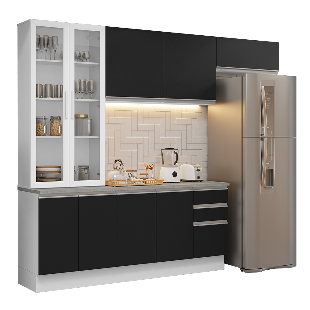 Combo completo de Cocina con Cristalero 270 cm Madesa Glamy BN 16