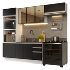 Combo completo de Cocina 270 cm Blanco/Negro Glamy Madesa
