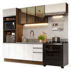 Combo completo de Cocina 270 cm Marrón/Blanco Glamy Madesa