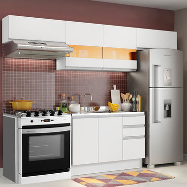 Combo completo de Cocina 280 cm 6 Puertas 3 Cajones Sin Mesada Blanco Glamy Madesa