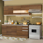 Combo completo de Cocina 280 cm 9 Puertas 3 Cajones Sin Mesada Marrón Glamy Madesa