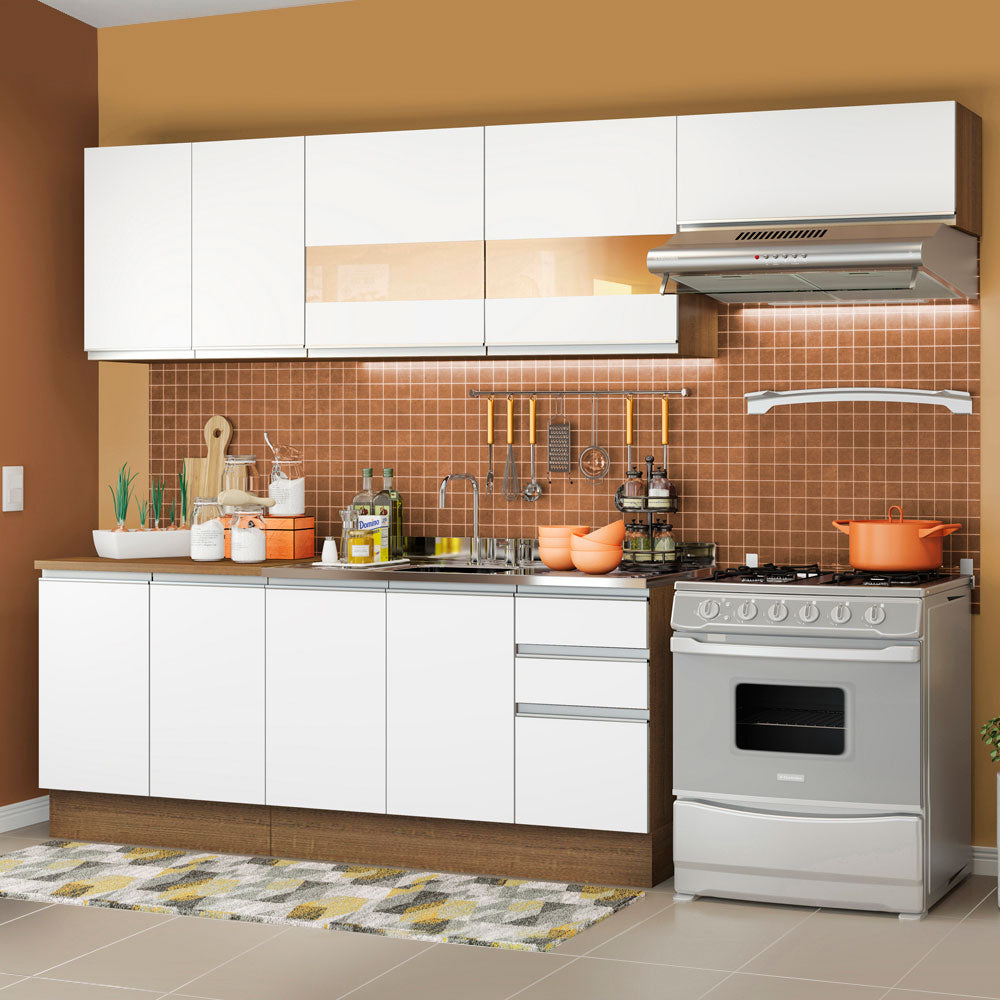 Combo completo de Cocina 280cm Marrón/Marrón/Blanco Marcela Madesa 03