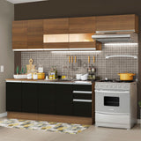 Combo completo de Cocina Madesa Glamy 280cm Marrón/Negro/Marrón