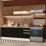 Combo completo de Cocina Madesa Glamy 280cm Blanco/Negro/Marrón