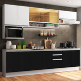 Combo completo de Cocina Madesa Glamy 280cm Blanco/Negro/Blanco