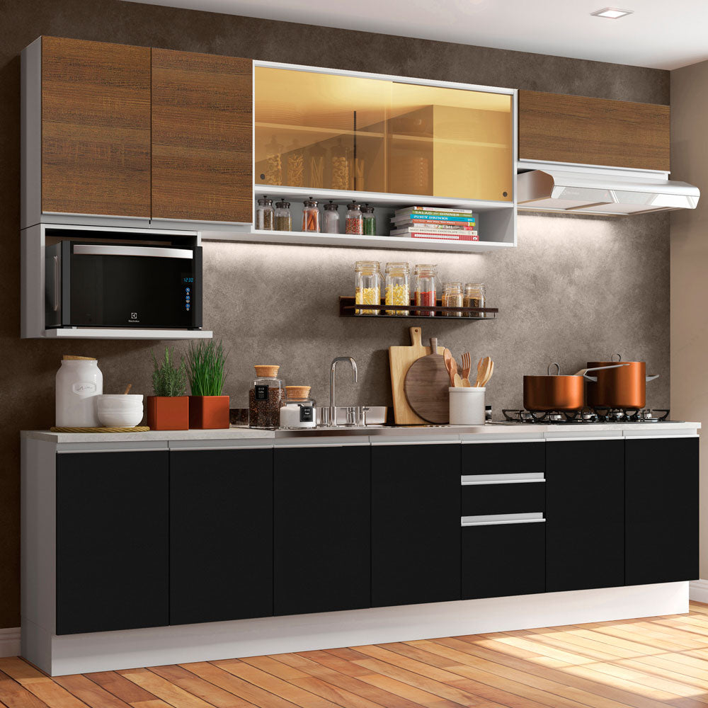 Combo completo de Cocina Madesa Glamy 280cm Blanco/Negro/Marrón 4
